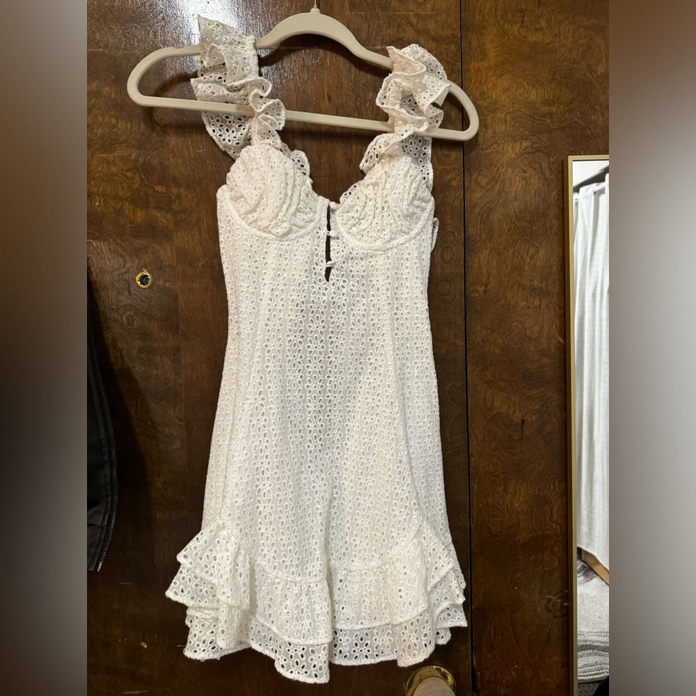 White Eyelet Ruffle Dress